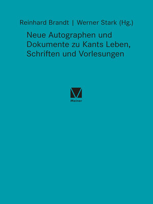 cover image of Neue Autographen und Dokumente zu Kants Leben, Schriften und Vorlesungen